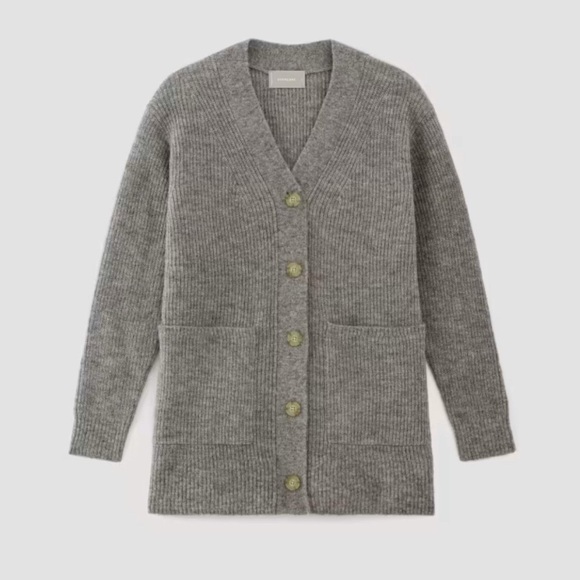 Everlane The Oversized Alpaca Pocket Cardigan, Grey XS - Picture 1 of 8